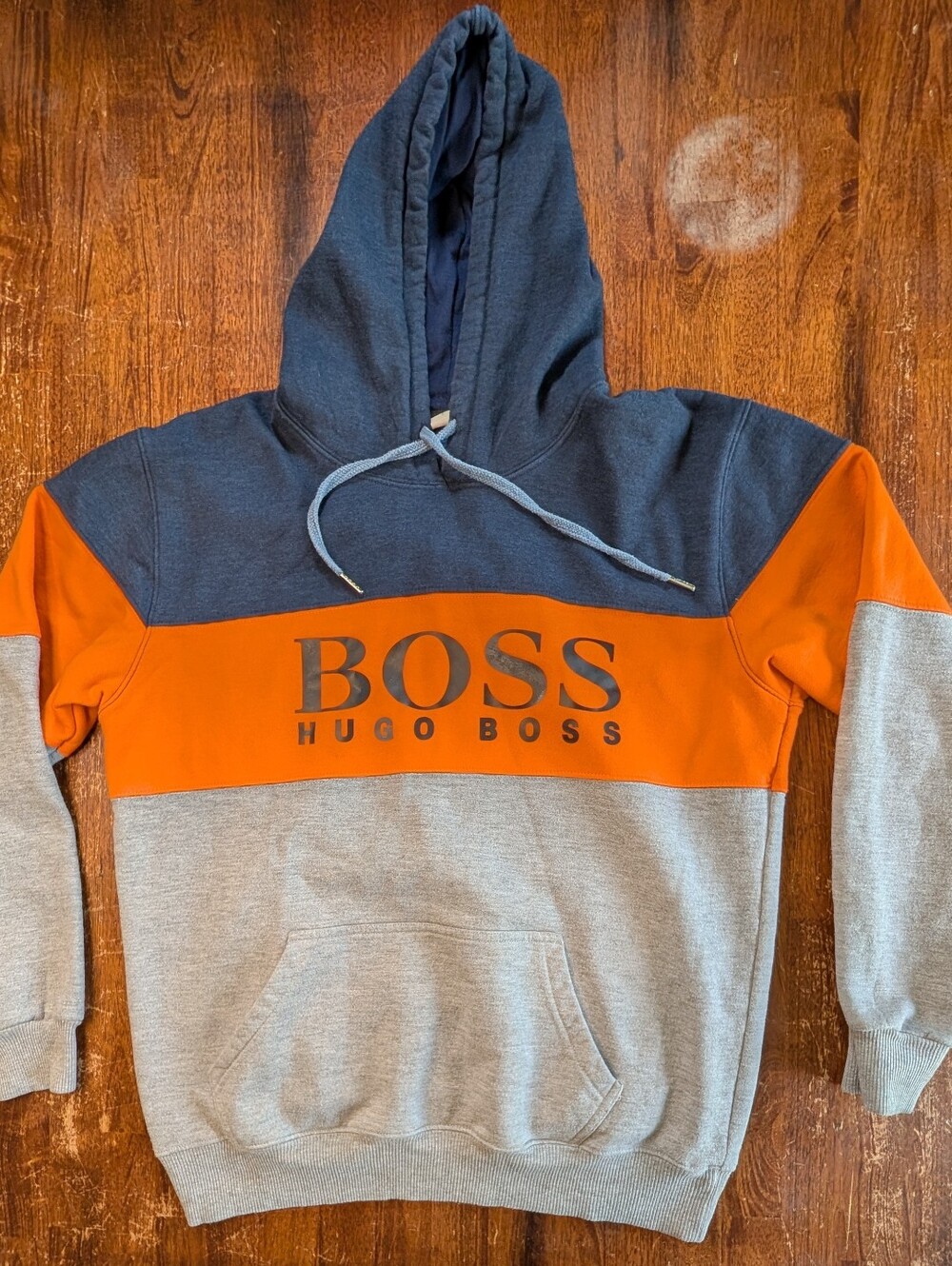 Hugo Boss Hoodie Mens L Colorblock Logo Streetwear Pullover Vintage 90s Y2K